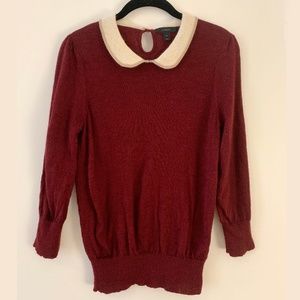 J. Crew Peter Pan Collar Sweater Burgundy Sz. M
